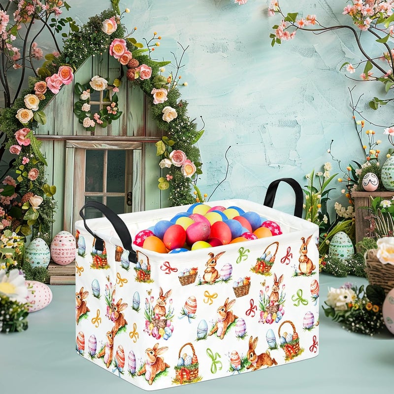 KUNRO Easter Basket Gift Storage Basket Rectangle Storage Organizer for Nursery Hamper Home Bedroom Laundry Hamper Shelf Baskets. - Image 5